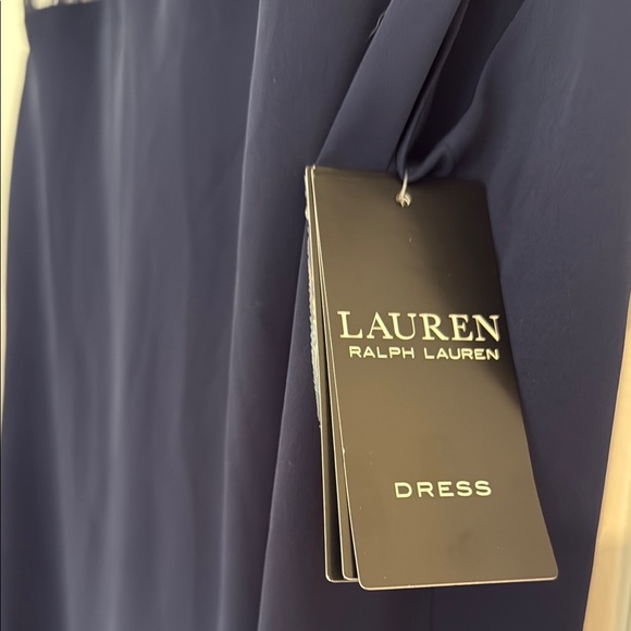 NWT Ralph Lauren Blue A-Line Midi Dress with Cap Sleeves sz 12 - Picture 2 of 5